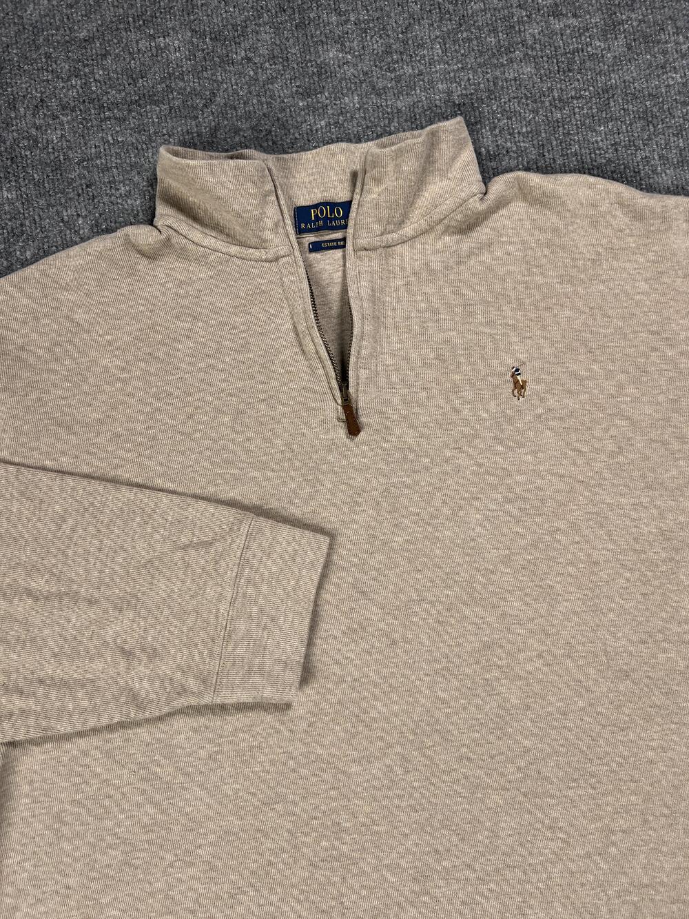 Polo Ralph Lauren Pullover Quarter Zip Mock Neck Beige Mens Extra Extra Large